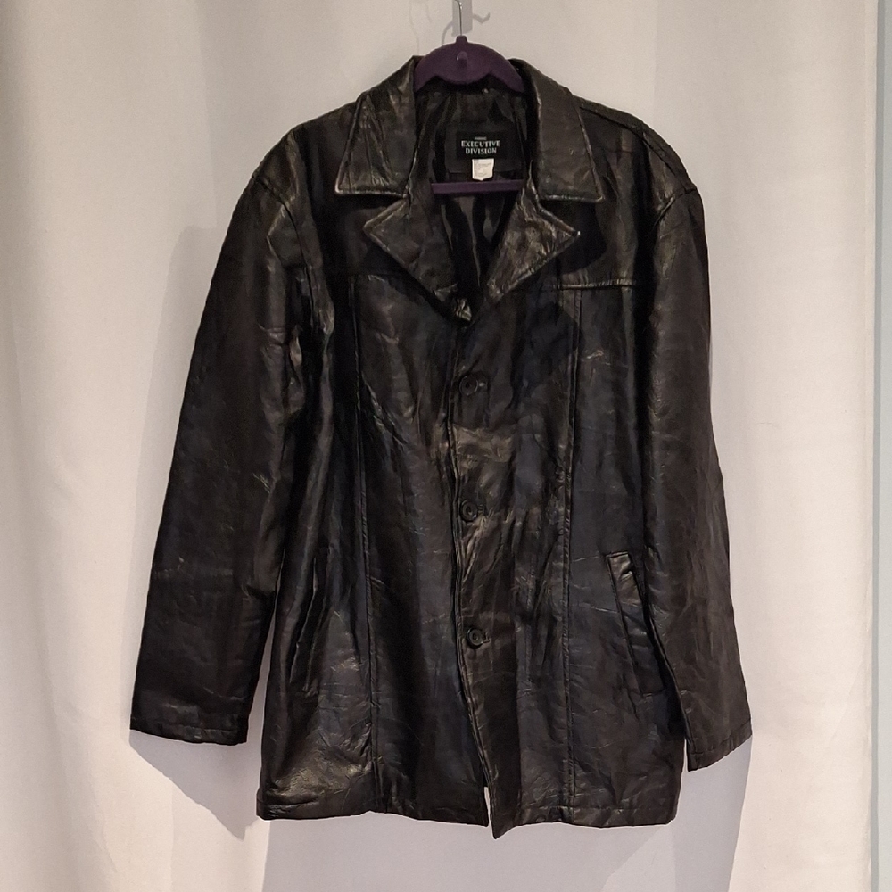 Vintage Haband Executive Division Men's Black Patchwork Leather Jacket Coat